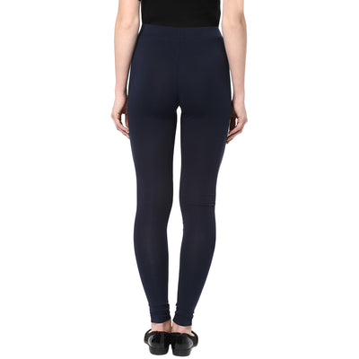 Navy Blue Solid Legging-Women Jeans-Crimsoune Club