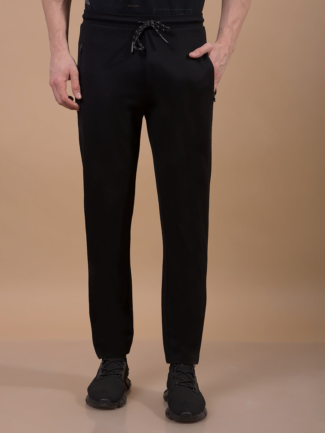 Black Trackpants-Men Trackpants-Crimsoune Club