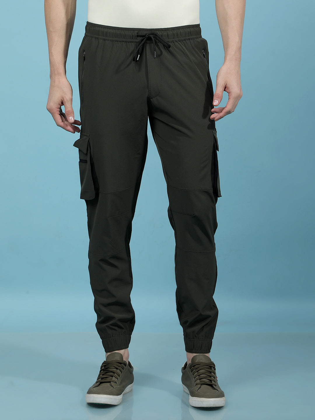 Olive Cargo Joggers-Men Joggers-Crimsoune Club