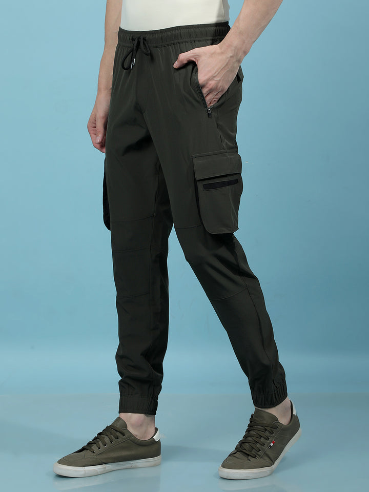 Olive Cargo Joggers-Men Joggers-Crimsoune Club
