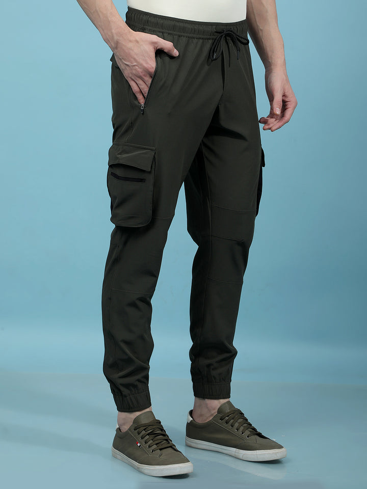 Olive Cargo Joggers-Men Joggers-Crimsoune Club