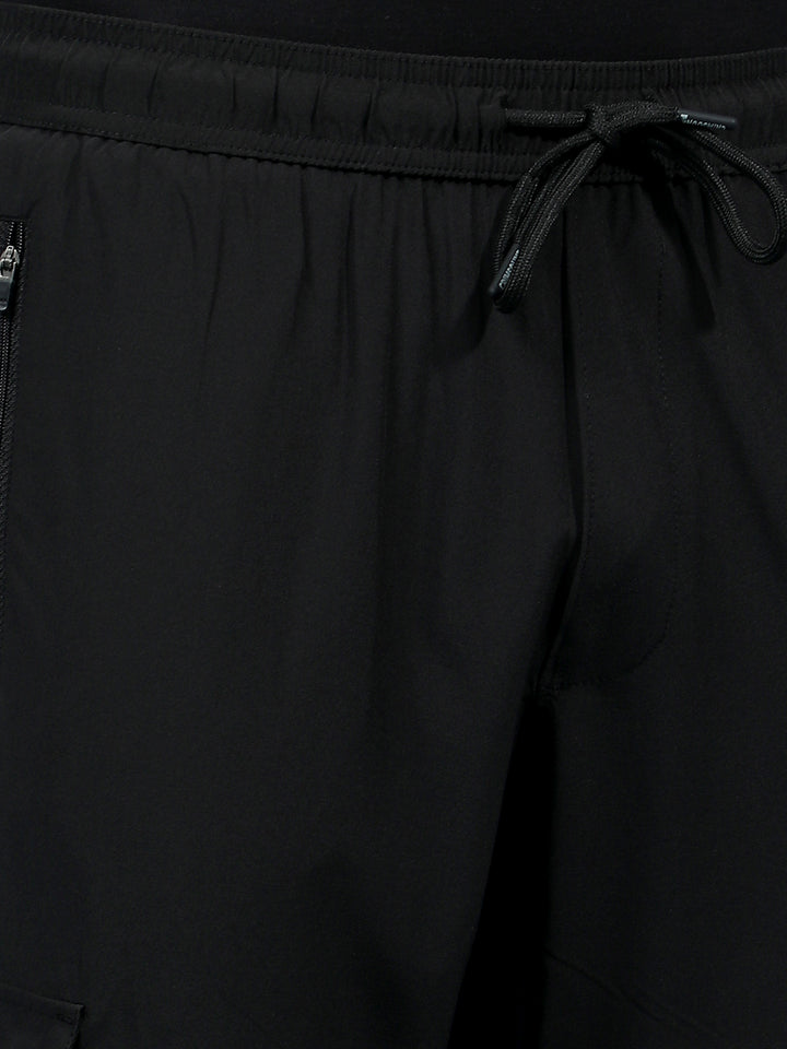 Black Cargo Joggers-Men Joggers-Crimsoune Club