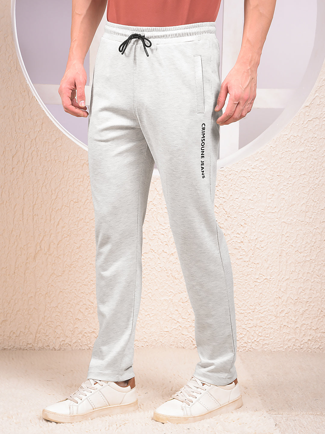 Grey Cotton Trackpants-Men Trackpants-Crimsoune Club