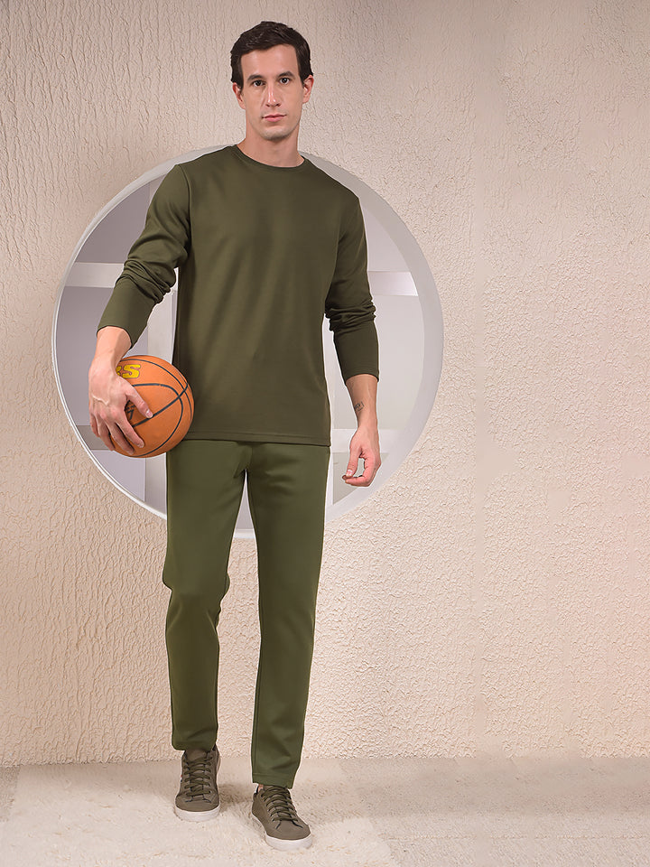 Olive Cotton Trackpants-Men Trackpants-Crimsoune Club