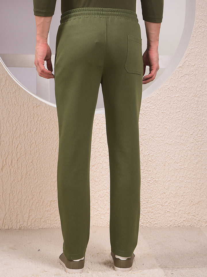 Olive Cotton Trackpants-Men Trackpants-Crimsoune Club