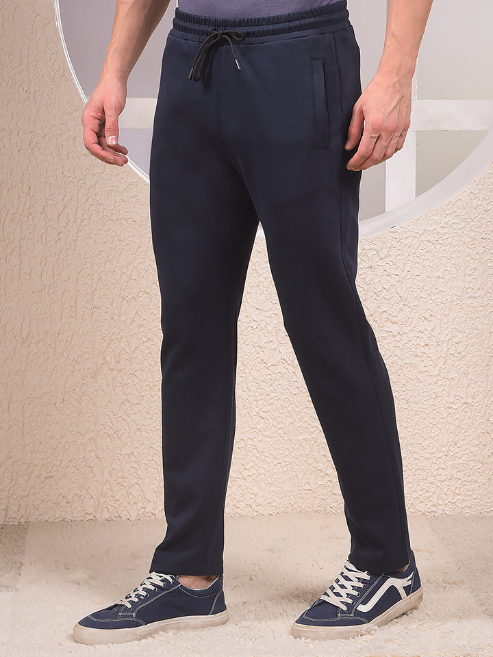 Navy Blue Cotton Trackpants-Men Trackpants-Crimsoune Club
