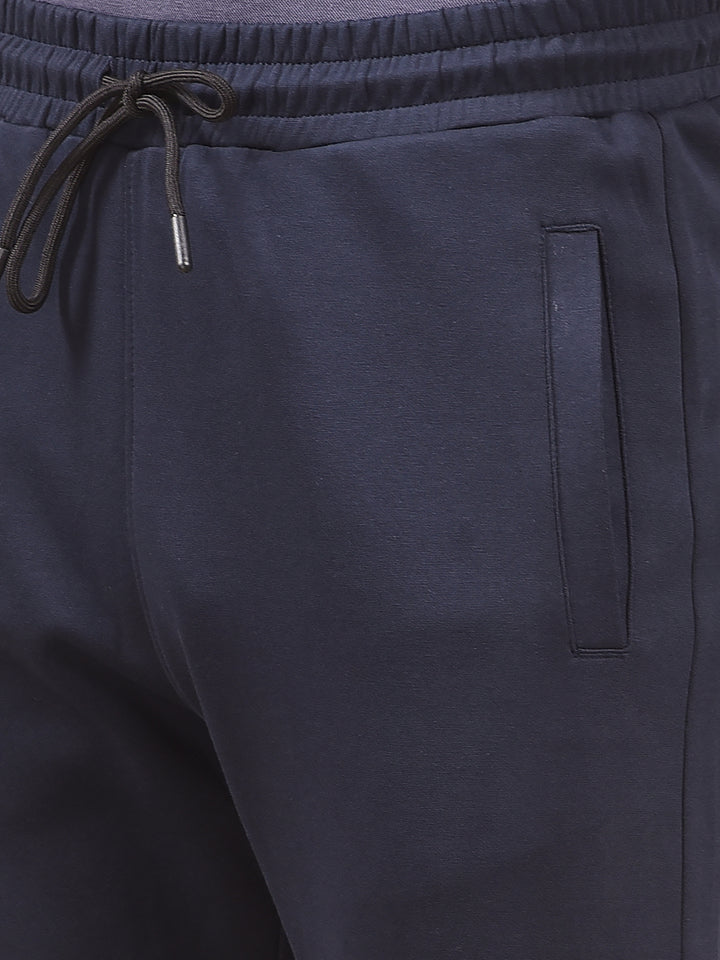 Navy Blue Cotton Trackpants-Men Trackpants-Crimsoune Club