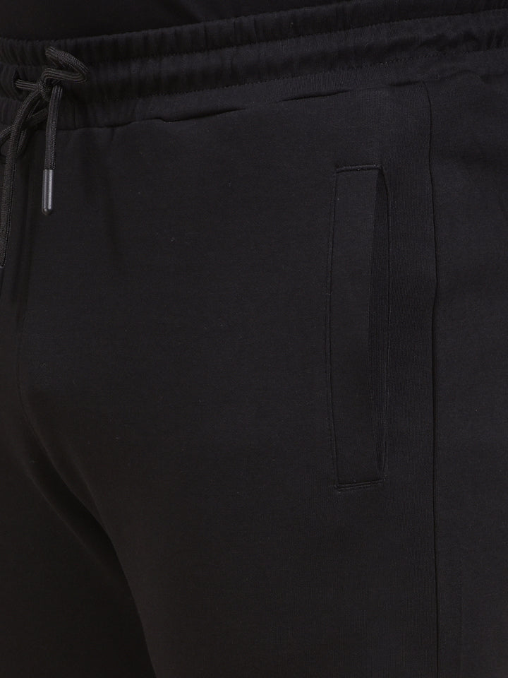 Black Cotton Trackpants-Men Trackpants-Crimsoune Club