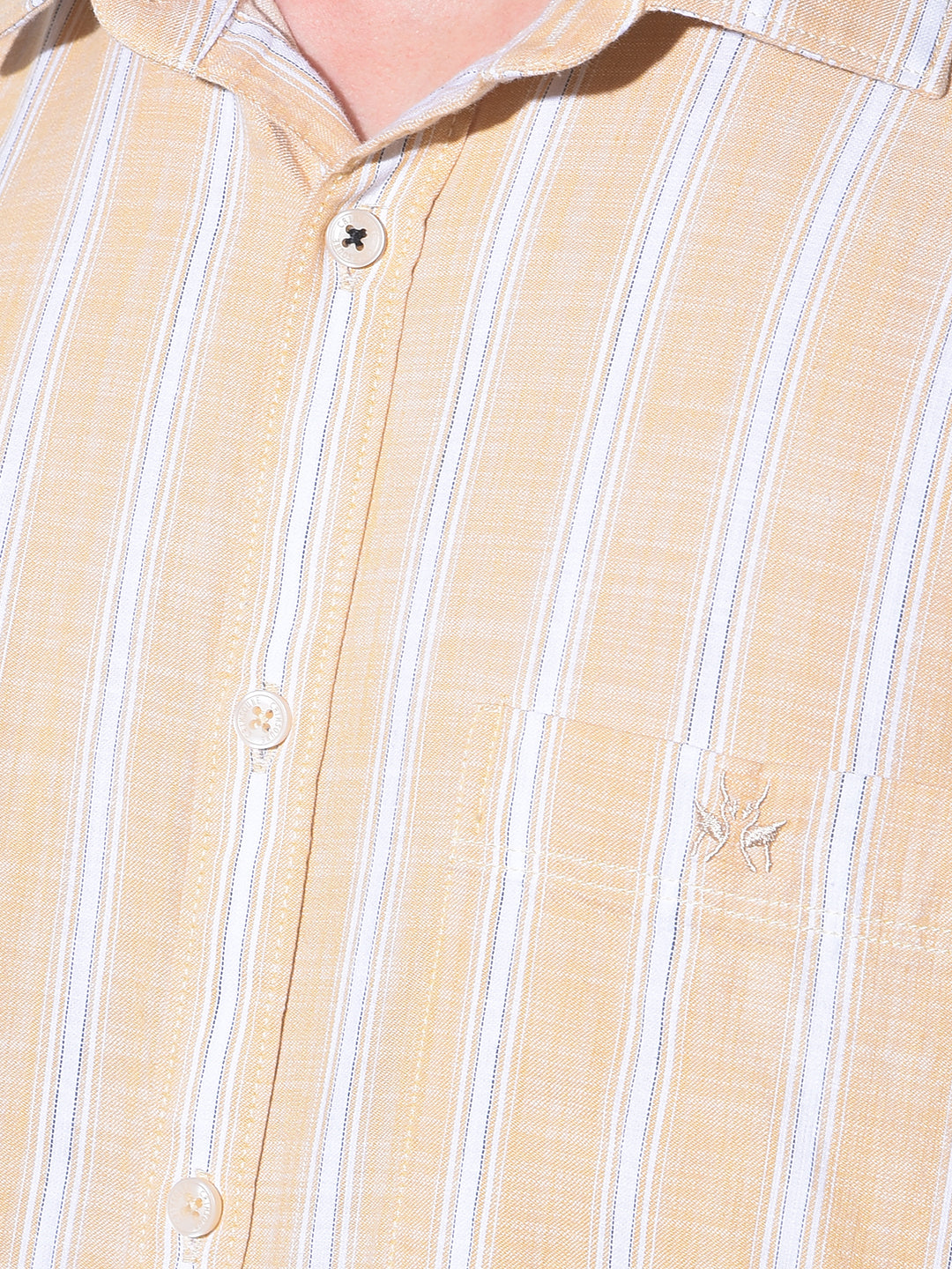 Yellow Vertical Striped 100% Cotton Shirt-Men Shirts-Crimsoune Club