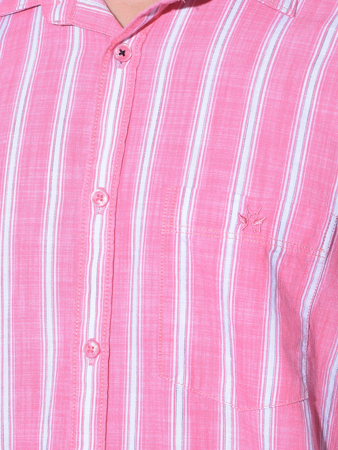 Pink Vertical Striped 100% Cotton Shirt-Men Shirts-Crimsoune Club