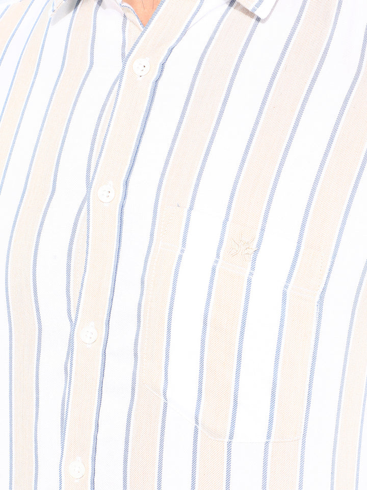 Beige Verticle Striped Shirt-Men Shirts-Crimsoune Club