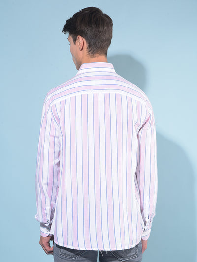 Pink Vertical Striped Shirt-Men Shirts-Crimsoune Club