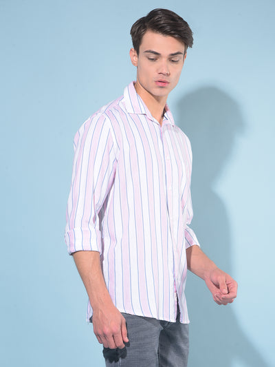 Pink Vertical Striped Shirt-Men Shirts-Crimsoune Club