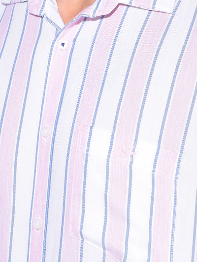 Pink Vertical Striped Shirt-Men Shirts-Crimsoune Club