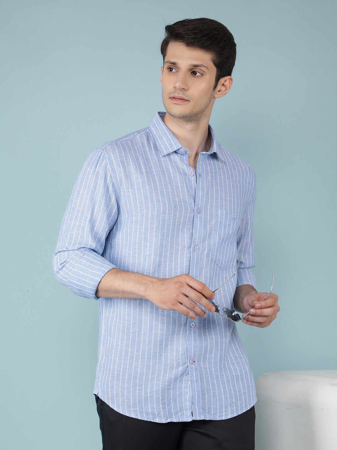 Blue Striped Shirt-Men Shirts-Crimsoune Club
