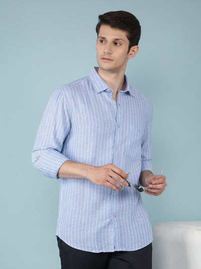 Blue Striped Shirt-Men Shirts-Crimsoune Club