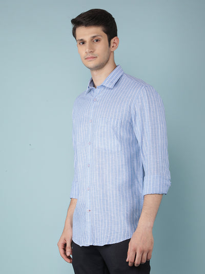 Blue Striped Shirt-Men Shirts-Crimsoune Club