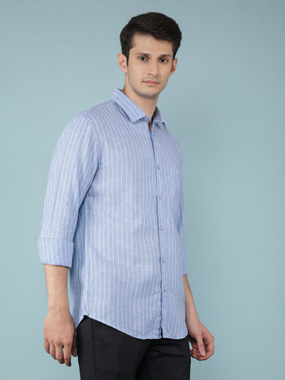 Blue Striped Shirt-Men Shirts-Crimsoune Club