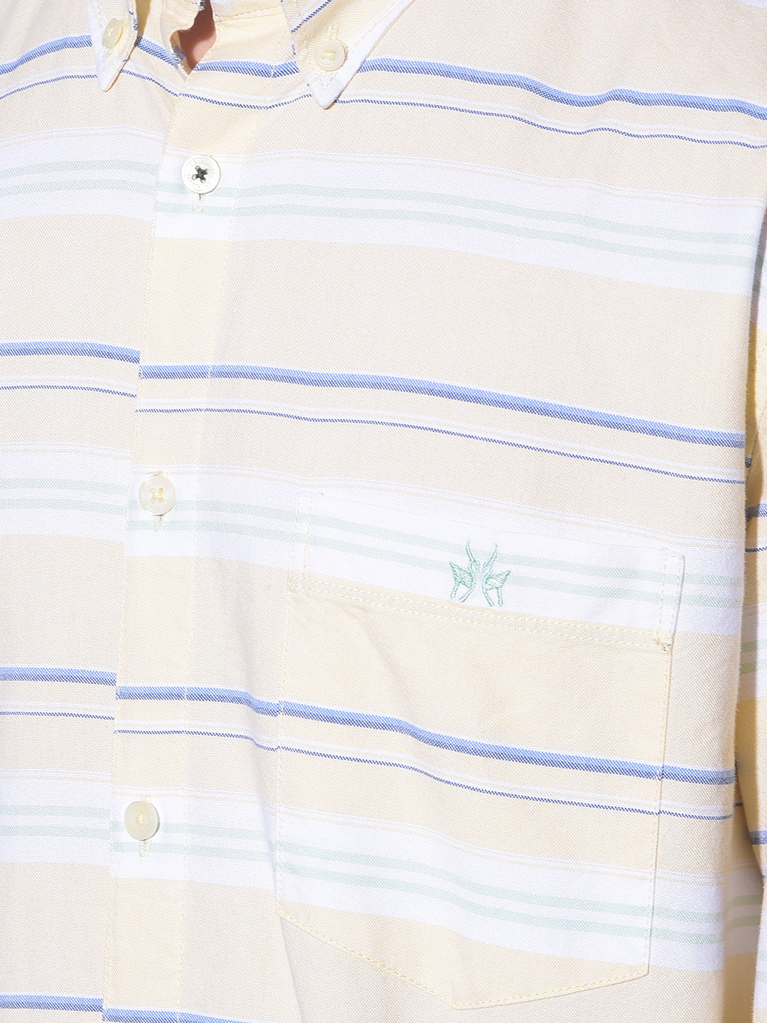 Yellow Horizontal Striped 100% Cotton Shirt-Men Shirts-Crimsoune Club