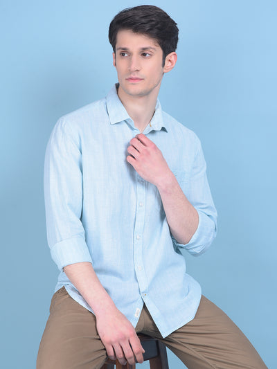 Linen Green Striped Shirt-Men Shirts-Crimsoune Club