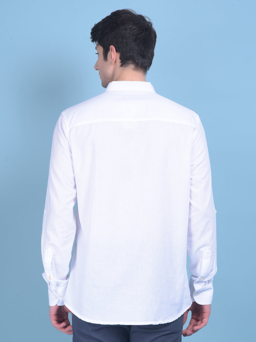 White Vertical Striped Shirt-Men Shirts-Crimsoune Club