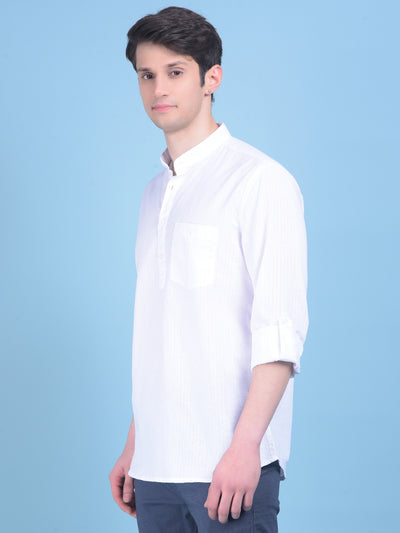 White Vertical Striped Shirt-Men Shirts-Crimsoune Club