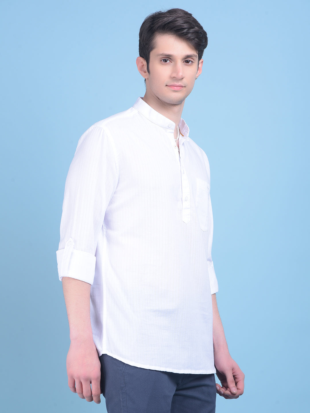 White Vertical Striped Shirt-Men Shirts-Crimsoune Club