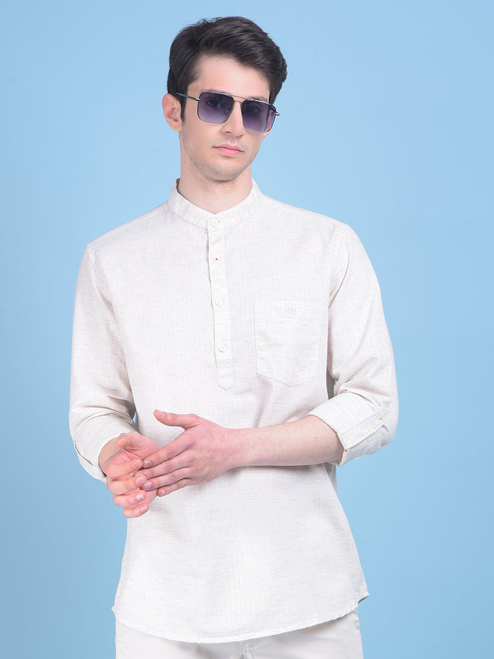 Linen White Printed Shirt-Men Shirts-Crimsoune Club