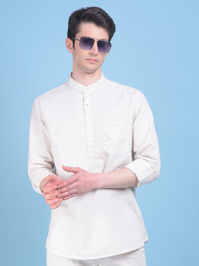 Linen White Printed Shirt-Men Shirts-Crimsoune Club