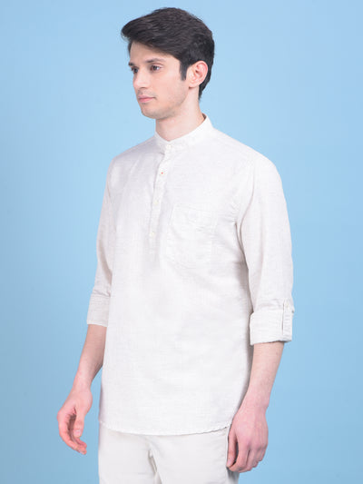 Linen White Printed Shirt-Men Shirts-Crimsoune Club