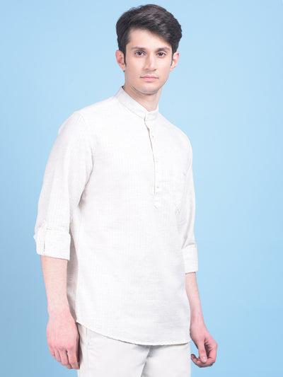 Linen White Printed Shirt-Men Shirts-Crimsoune Club