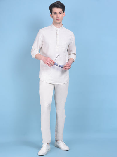 Linen White Printed Shirt-Men Shirts-Crimsoune Club