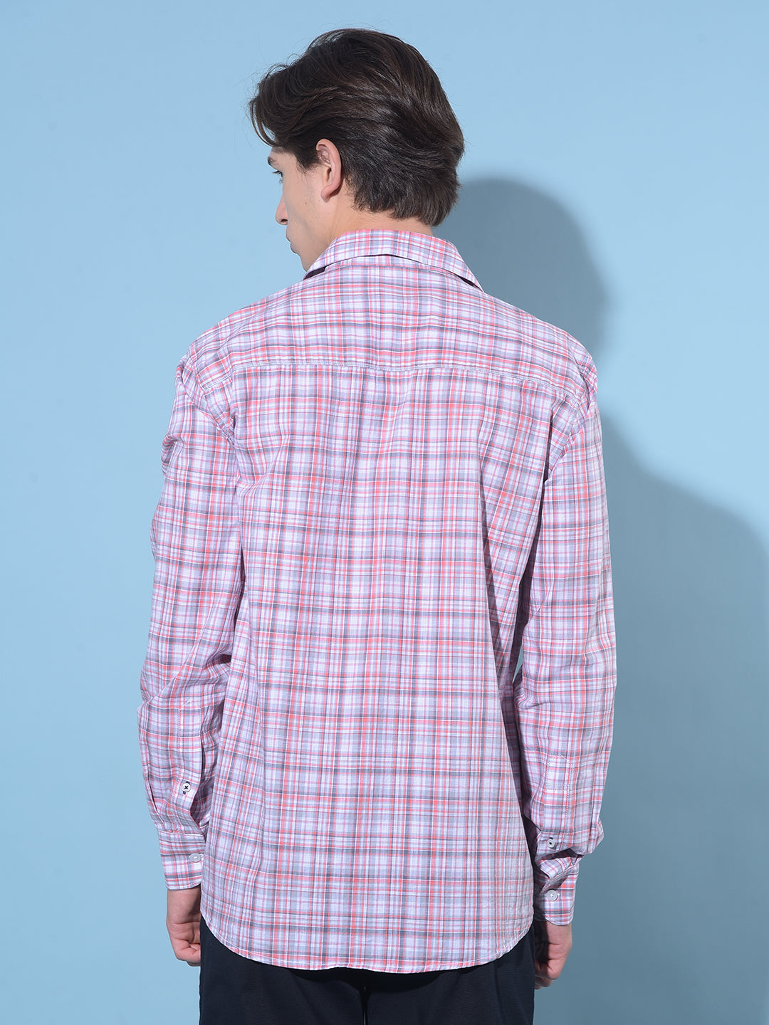 Pink Tartan Check 100% Cotton Shirt-Men Shirts-Crimsoune Club