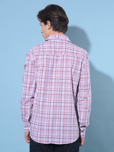 Pink Tartan Check 100% Cotton Shirt-Men Shirts-Crimsoune Club