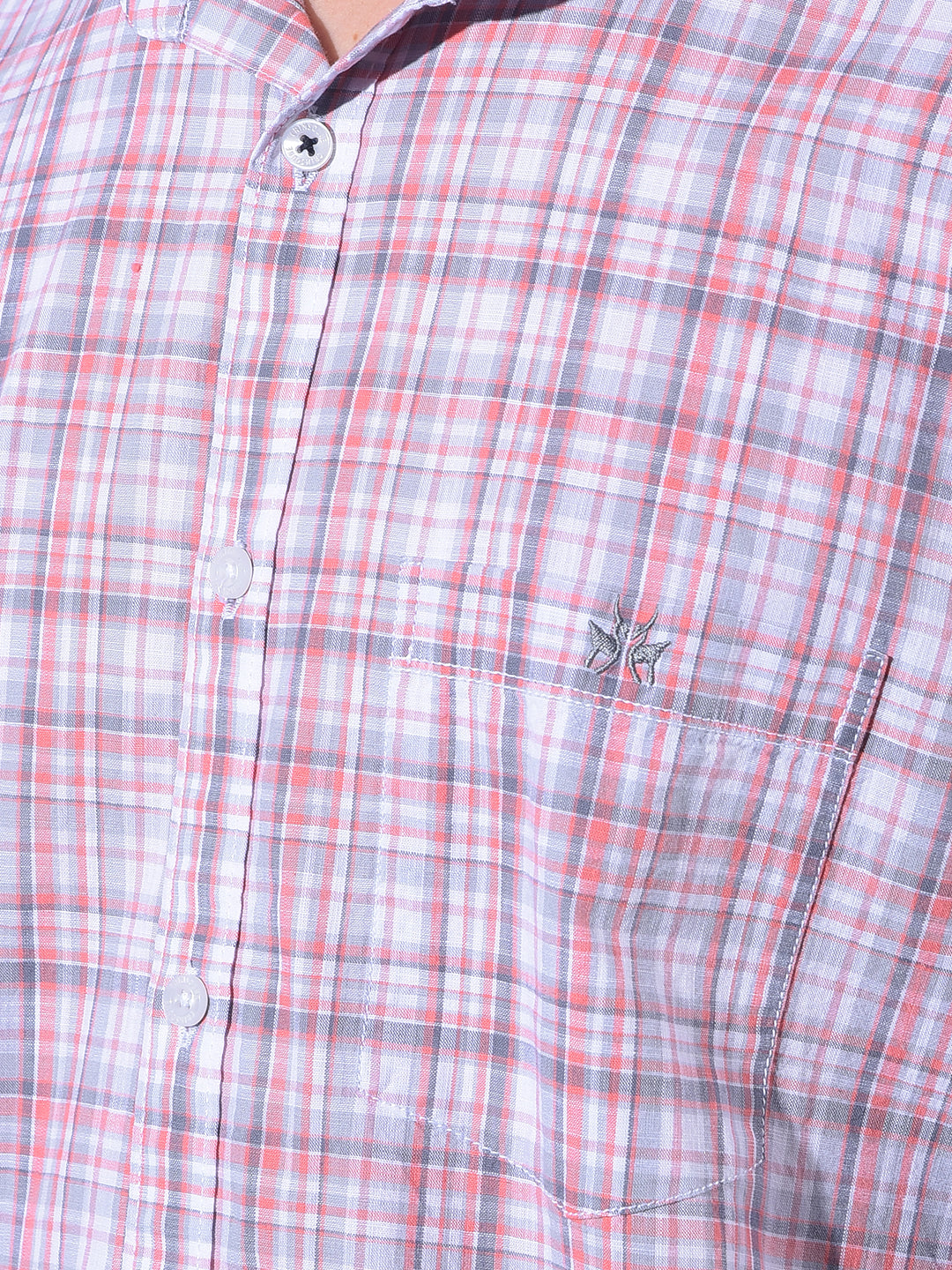 Pink Tartan Check 100% Cotton Shirt-Men Shirts-Crimsoune Club