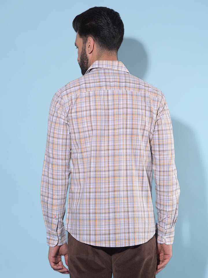 Orange Tartan Check 100% Cotton Shirt-Men Shirts-Crimsoune Club