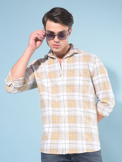 Brown Tartan Check 100% Cotton Shirt-Men Shirts-Crimsoune Club