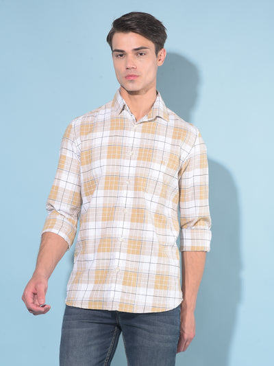 Brown Tartan Check 100% Cotton Shirt-Men Shirts-Crimsoune Club