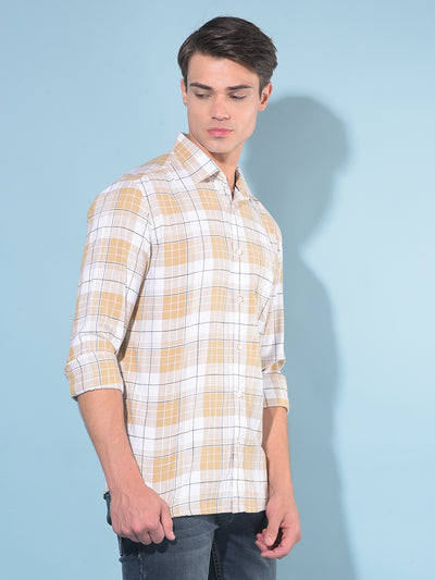 Brown Tartan Check 100% Cotton Shirt-Men Shirts-Crimsoune Club