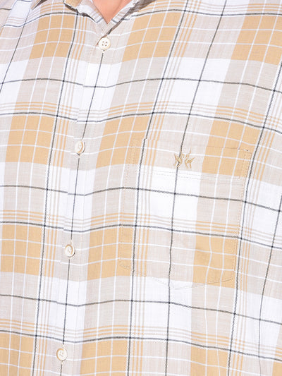 Brown Tartan Check 100% Cotton Shirt-Men Shirts-Crimsoune Club