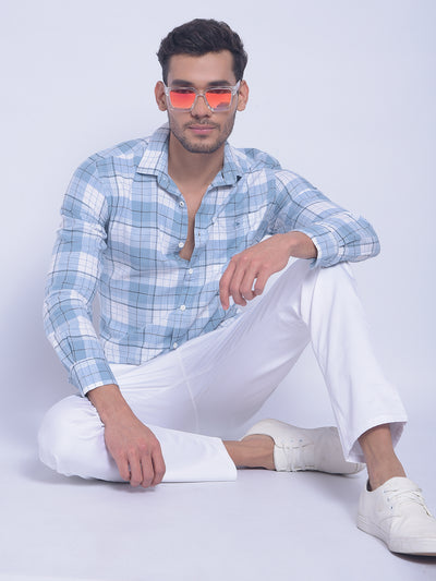 Blue Checked Shirt-Men Shirts-Crimsoune Club