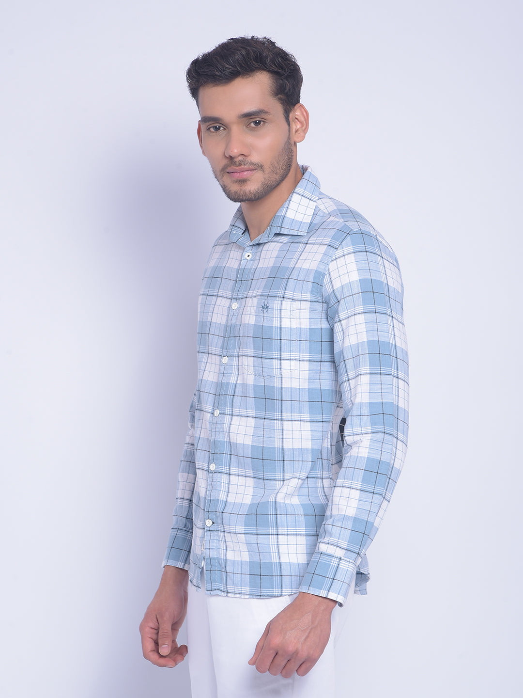 Blue Checked Shirt-Men Shirts-Crimsoune Club