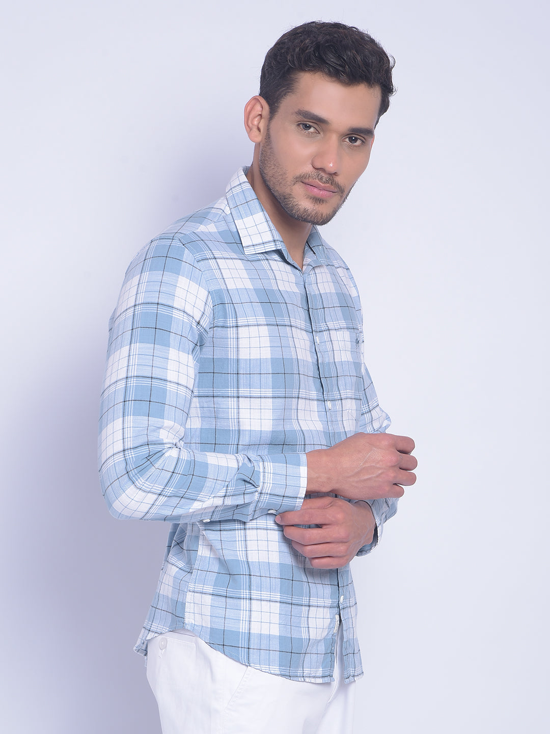 Blue Checked Shirt-Men Shirts-Crimsoune Club