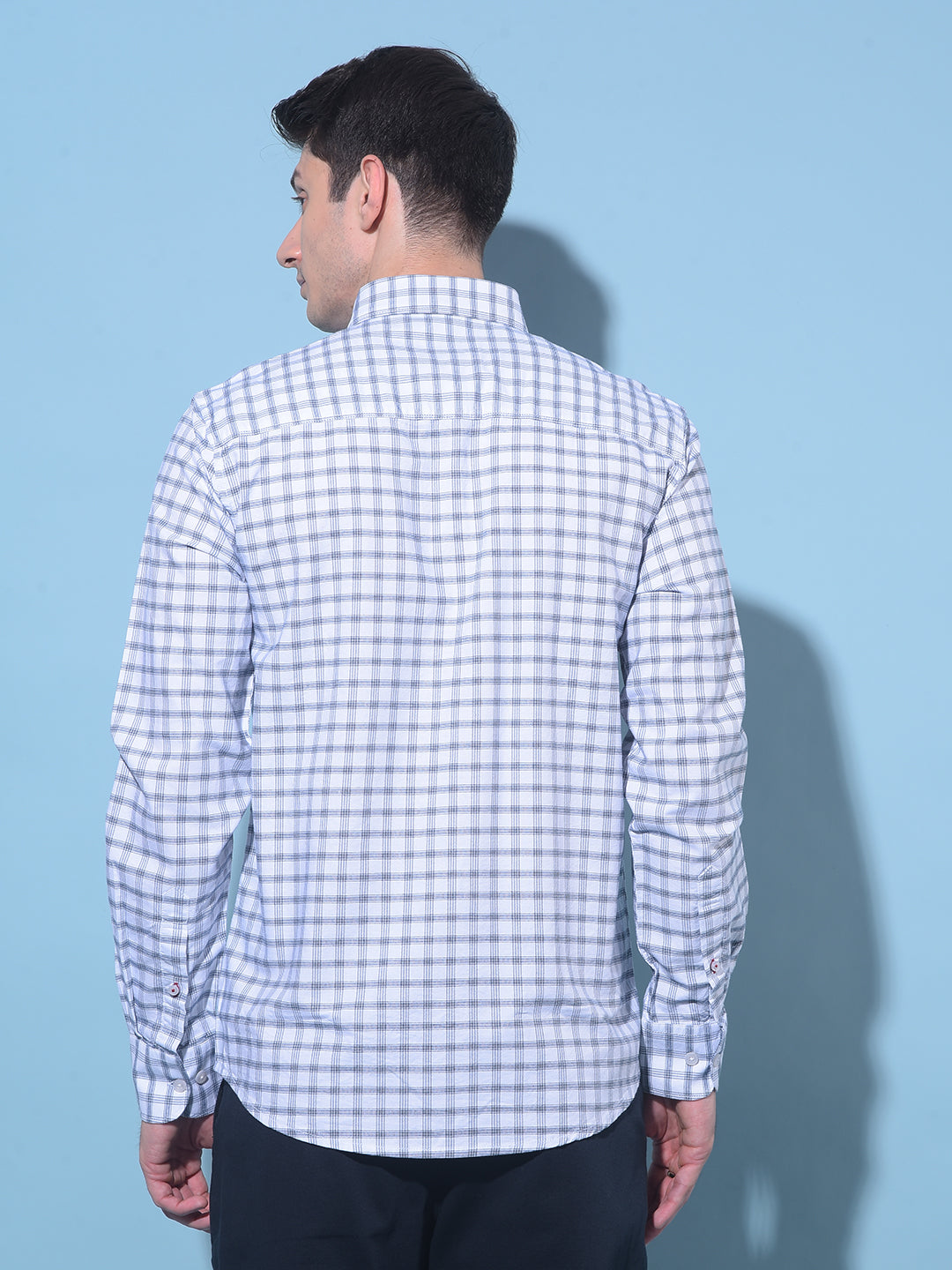 White Plain Check 100% Cotton Shirt-Men Shirts-Crimsoune Club