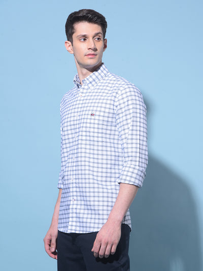 White Plain Check 100% Cotton Shirt-Men Shirts-Crimsoune Club