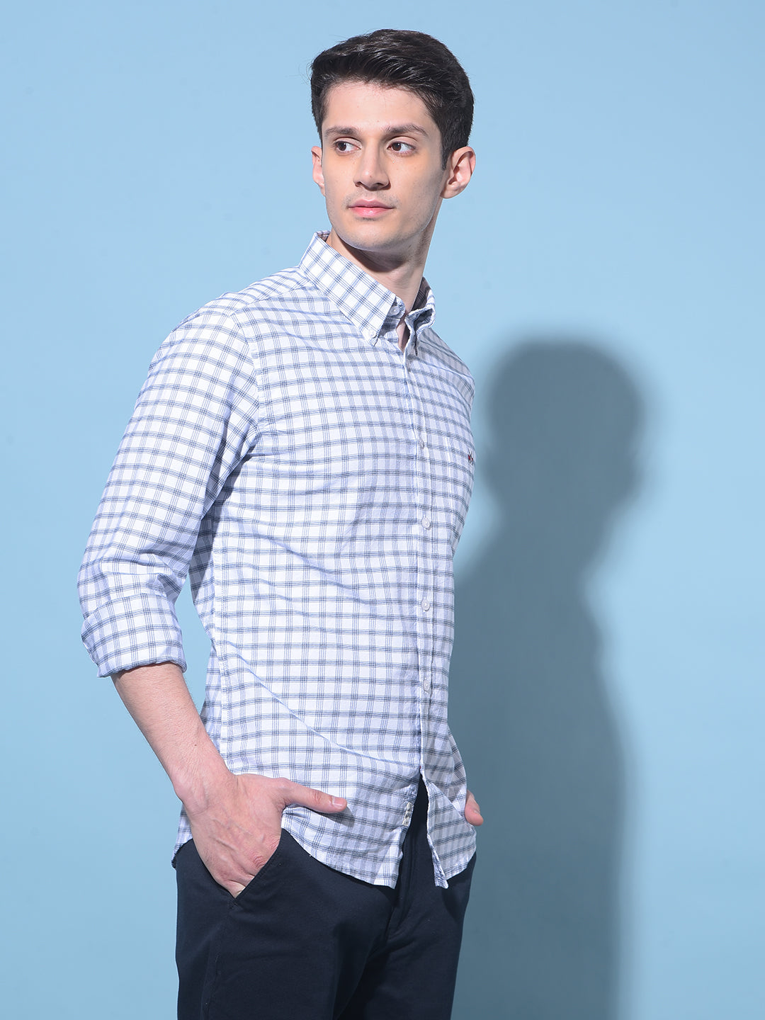 White Plain Check 100% Cotton Shirt-Men Shirts-Crimsoune Club