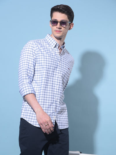 White Plain Check 100% Cotton Shirt-Men Shirts-Crimsoune Club