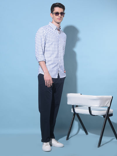 White Plain Check 100% Cotton Shirt-Men Shirts-Crimsoune Club