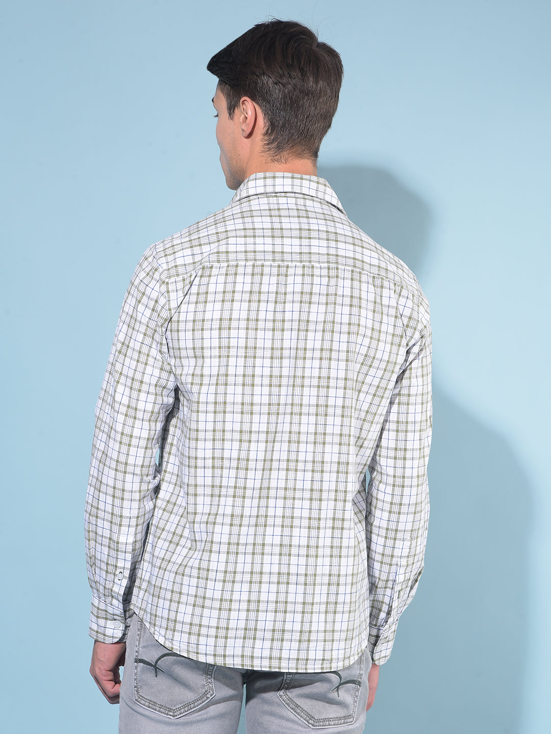 Olive Tartan Check 100% Cotton Shirt-Men Shirts-Crimsoune Club