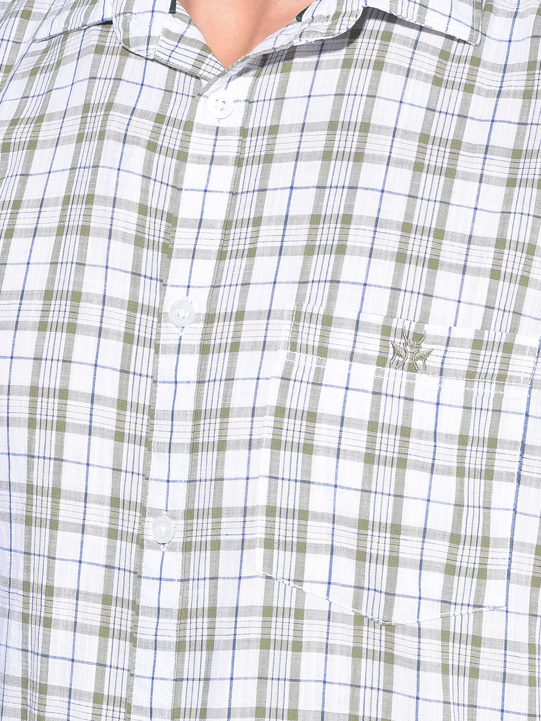 Olive Tartan Check 100% Cotton Shirt-Men Shirts-Crimsoune Club